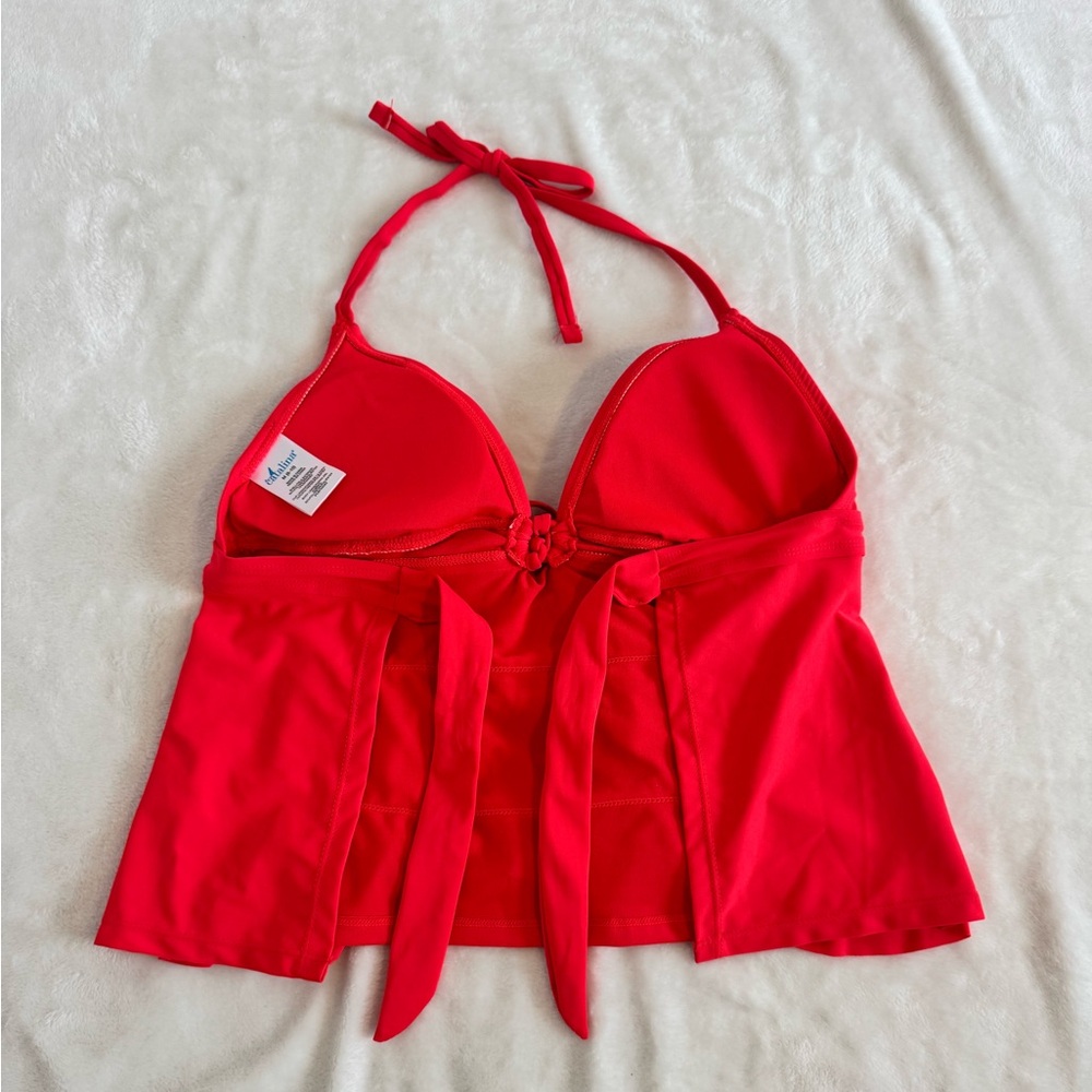Catalina Size Medium TOP ONLY.  Coral red. Halter style w/ruffles to waist - Picture 5 of 8